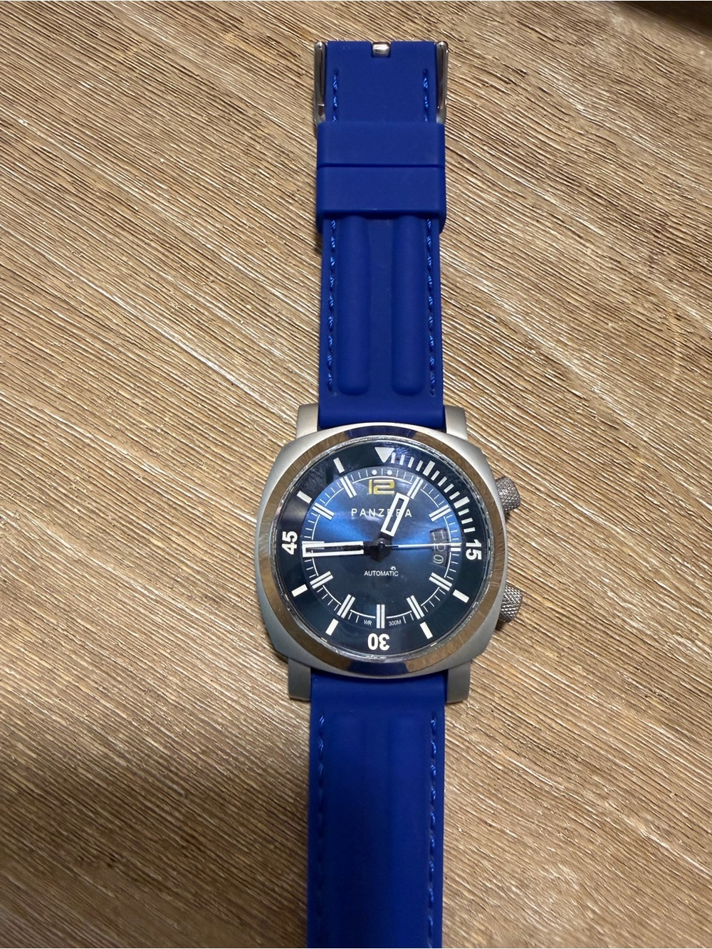 Panzera Blue Dial Automatic Dive Watch with Blue Strap - Picture 2 of 5